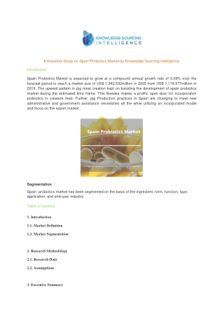 Exhaustive Study on Spain probiotics market by Knowledge Sourcing Intelligence