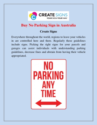 No Parking Sign Australia