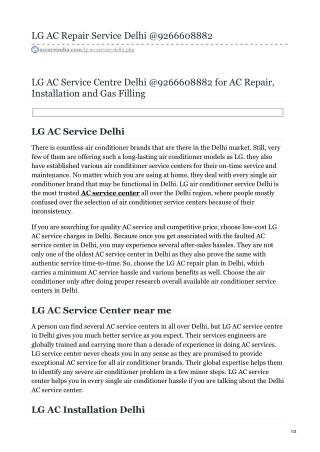 Get LG AC Repair Service In Delhi