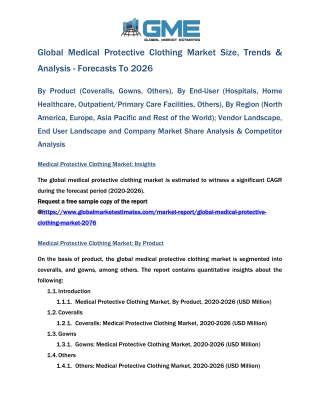 Global Medical Protective Clothing Market Size, Trends & Analysis - Forecasts To 2026