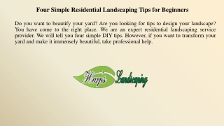 Four Simple Residential Landscaping Tips for Beginners