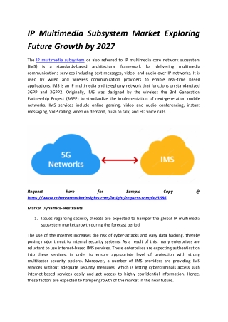 IP Multimedia Subsystem Market Exploring Future Growth by 2027