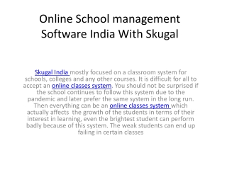 Online School management Software India With Skugal