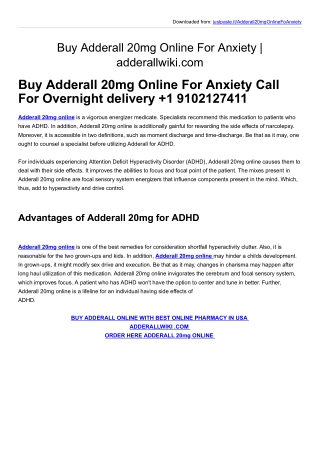 Buy Adderall 20mg Online For Anxiety | adderallwiki.com