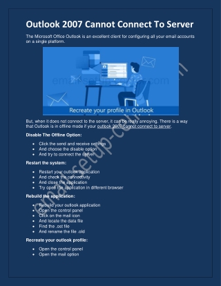 Outlook 2007 Cannot Connect To Server