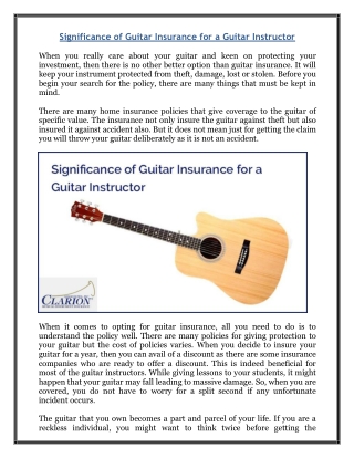 Significance of Guitar Insurance for a Guitar Instructor