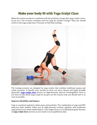Make your body fit with Yoga Sculpt Class