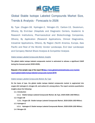 Global Stable Isotope Labeled Compounds Market Size, Trends & Analysis - Forecasts to 2026