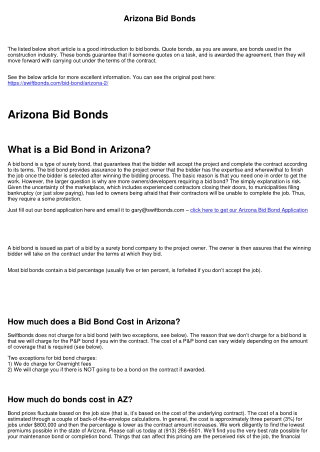 Arizona Bid Bonds