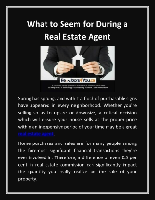 What to Seem for During a Real Estate Agent