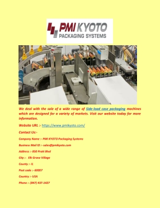 PMI KYOTO Packaging Systems - wrap around case packer