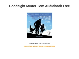 Goodnight Mister Tom Audiobook Free