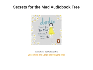 Secrets for the Mad Audiobook Free