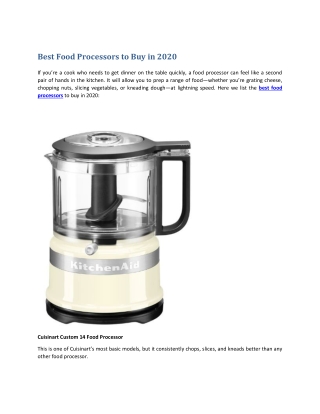 Best Food Processors to Buy in 2020