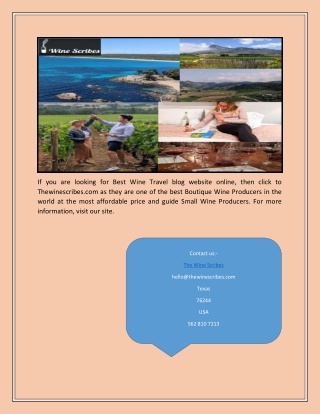 Best Wine Travel blog website | Thewinescribes.com