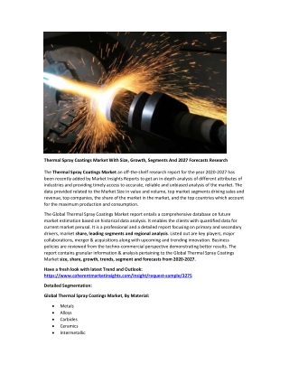 Thermal Spray Coatings Market