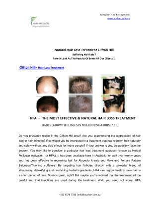 Natural Hair Loss Treatment Clifton Hill