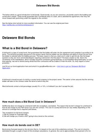 Delaware Bid Bonds