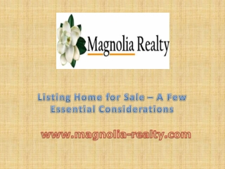 Listing Home for Sale A Few Essential Considerations