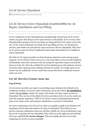 LG AC Service Center Number Ghaziabad