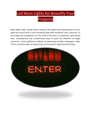 Led Neon Lights for Beautify Your Property