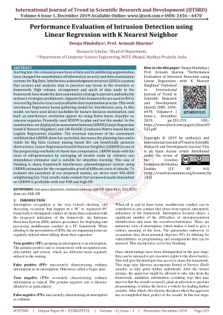 Performance Evaluation of Intrusion Detection using Linear Regression with K Nearest Neighbor