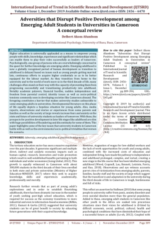 Adversities that Disrupt Positive Development among Emerging Adult Students in Universities in Cameroon A conceptual rev