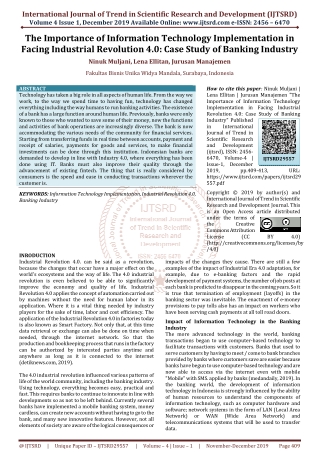 The Importance of Information Technology Implementation in Facing Industrial Revolution 4.0: Case Study of Banking Indus