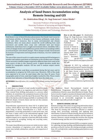 Analysis of Sand Dunes Accumulation using Remote Sensing and GIS