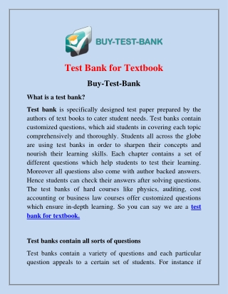 Test Bank for Textbook