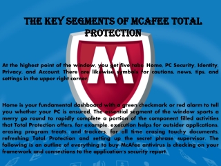 The key segments of Mcafee Total Protection