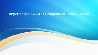 Importance Of A SEO Company In Today’s World