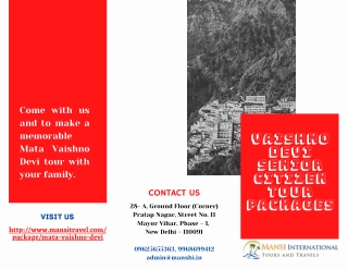 Vaishno Devi Senior Citizen Tour Packages