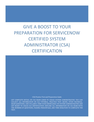 Give a Boost to Your Preparation for ServiceNow Certified System Administrator (CSA) Certification