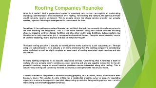 Roofing Companies Roanoke