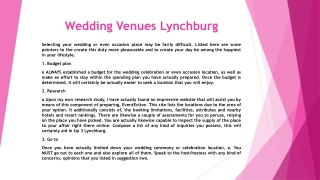 Wedding Venues Lynchburg