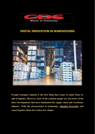 DIGITAL INNOVATION IN WAREHOUSING