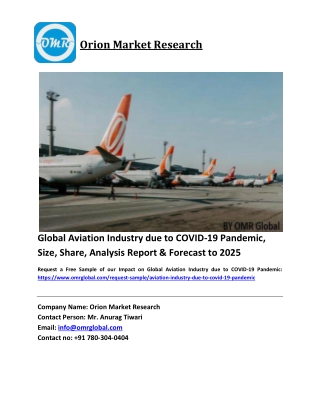 Impact on Global Aviation Industry due to COVID-19 Pandemic Growth, Size, Share, Industry Report and Forecast 2019-2025