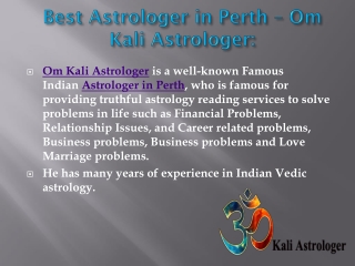 Best Indian Vedic Astrologer in Perth- Om Kali Astrologer: