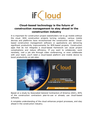 Cloud-based technology is the future of construction management to stay ahead in the construction industry