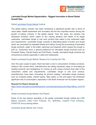 Laminated Dough Market Segmentation : Biggest Innovation to Boost Global Growth Rate