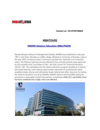 NMIMS Distance MBA |  Top University in India | MBATours