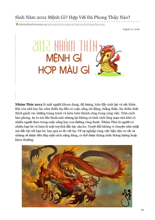 Sinh Năm 2012 Mệnh Gì? Hợp Với Đá Phong Thủy Nào?