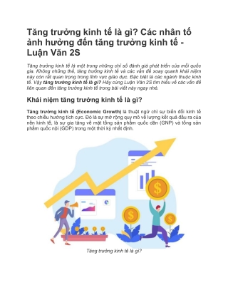 Tăng trưởng kinh tế là gì? Các nhân tố ảnh hưởng đến tăng trưởng kinh tế - Luận Văn 2s