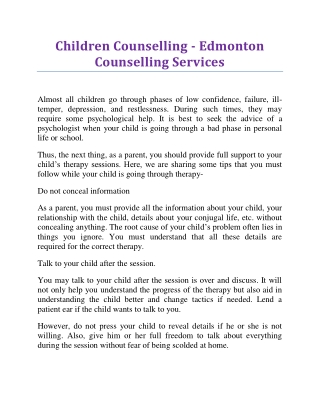 Edmonton Counselling Services