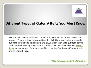 Different V Belt Types you Must Be Aware