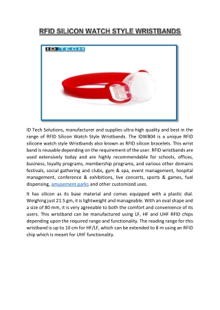 RFID Silicon Watch style Wristbands | RFID Wristbands For Live Concerts