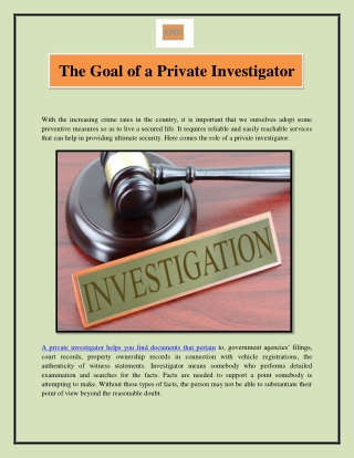 The Role of a Private Investigator