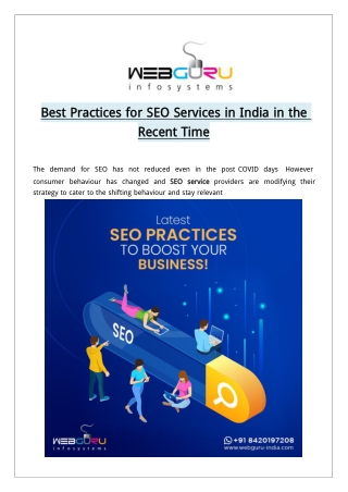 Best Practices for SEO Services in India in the Recent Time