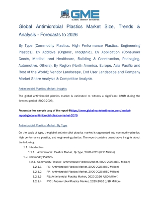 Global Antimicrobial Plastics Market Size, Trends & Analysis - Forecasts to 2026